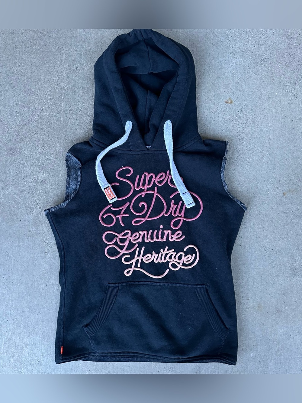 Superdry Sleeveless Genuine Heritage Navy Embroidered Pullover Hoodie Women’s 2